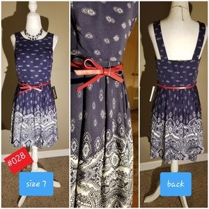 Damask Print Pleated Dress